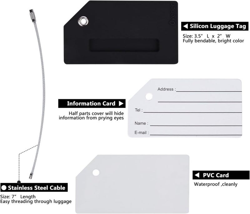 Ovener Silicone Luggage Tag with Name ID Card Perfect to Quickly Spot Luggage Suitcase - Image 3